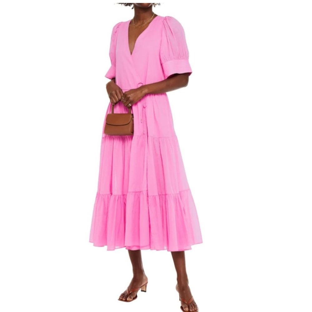 Rhode Gina pink tiered wrap maxi dress